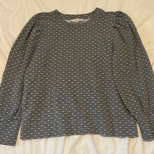 LOFT Polkadot Long Sleeved Crew Neck Knit Shirt / M